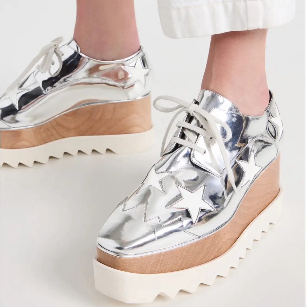Stella McCartney Elyse Stars Mirror Lace Up Platforms (Loafers) - Picture 9 of 12